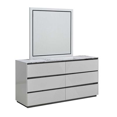 Petruci Dresser with Mirror - White/Black - With 2-Year Warranty